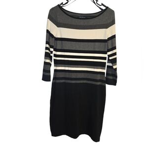 Ralph Lauren Black And White Striped Knee Length Dress Size Medium